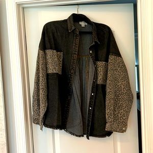 Brand new, never worn Jean / leopard cardigan
